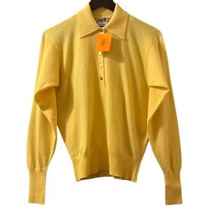 Hermes‎ Vintage Cashmere Sweater Knit Polo Pullover Made in Scotland Deadstock S
